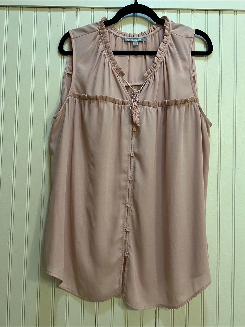 Daniel Rainn Sleeveless Ruffle Tie Blouse - Dusty Rose